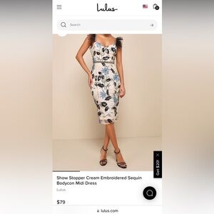 Lulus small Cream midi dress